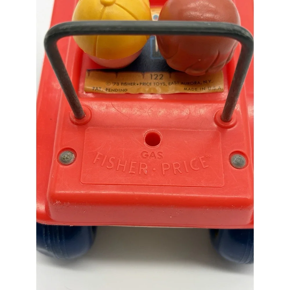 Vintage 1973 Fisher-Price Bouncing Buggy Pull Toy Car Little People USA